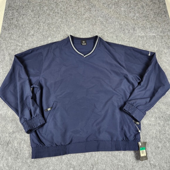 Nike Other - Nike Golf Pullover V Neck Windbreaker Jacket Mens Blue Navy XL Zipper Pocket NWT